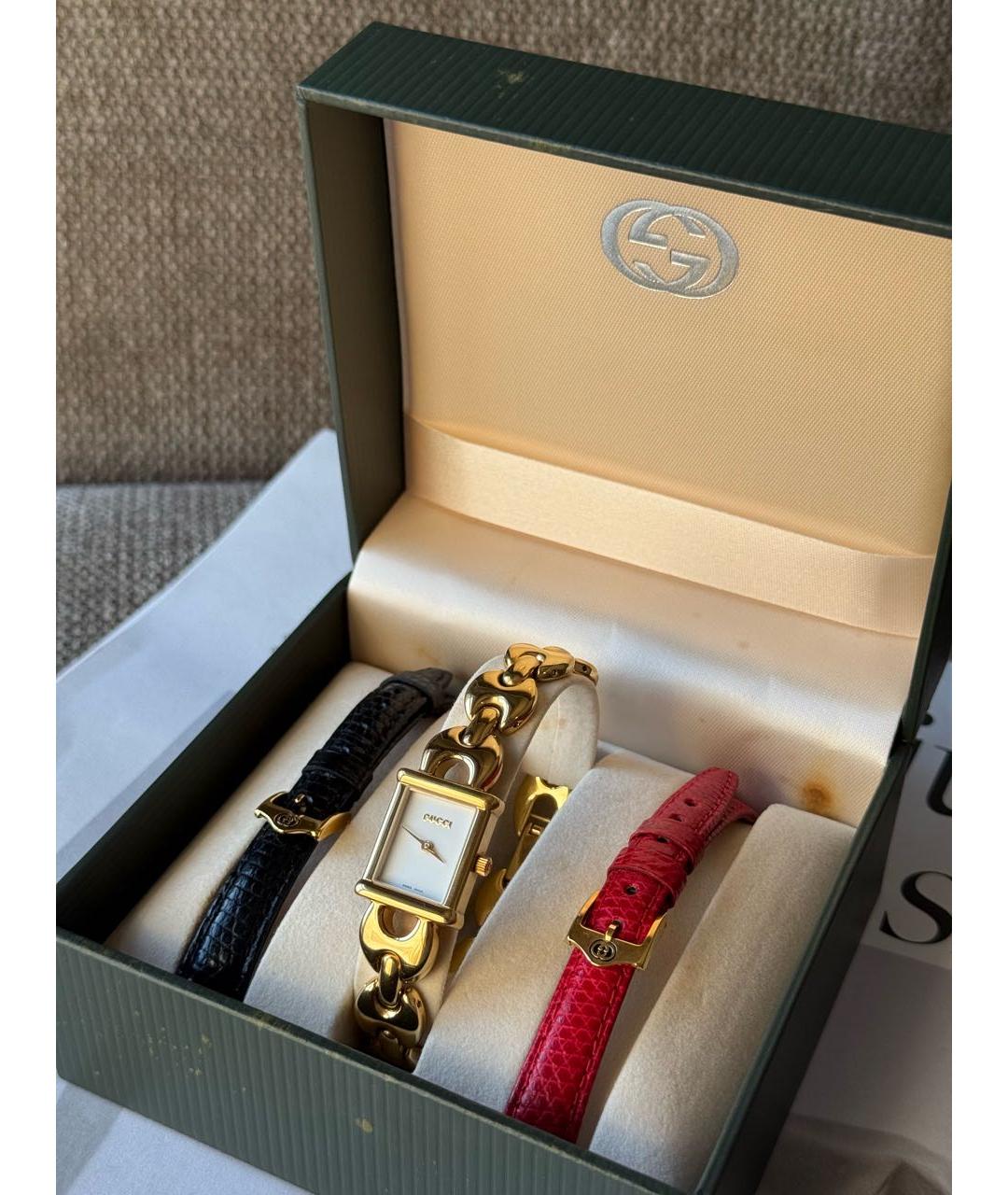 GUCCI Белые позолоченные часы, фото 4