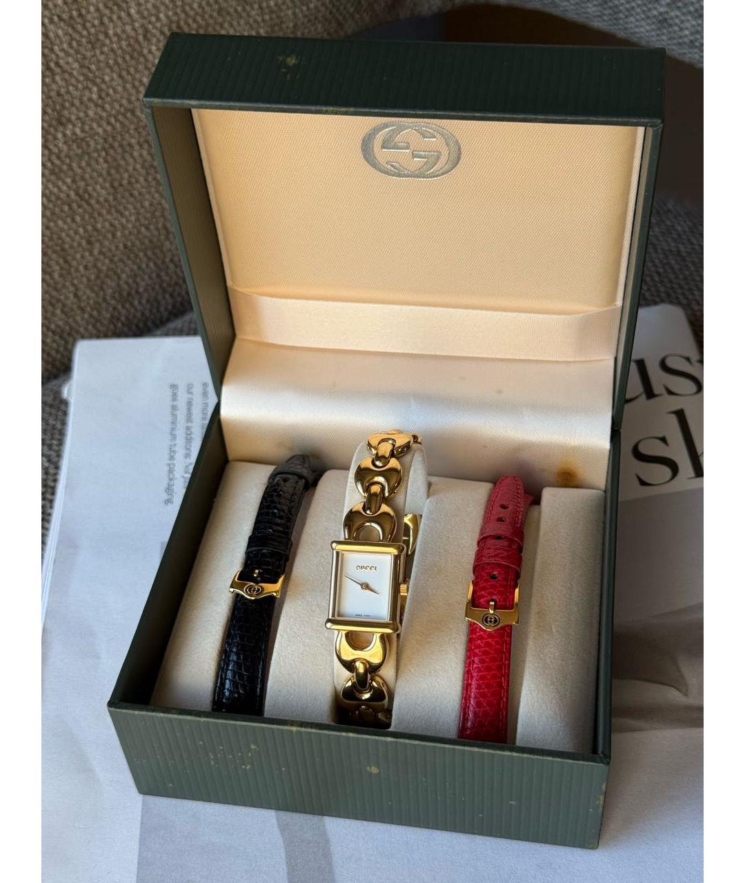 GUCCI Белые позолоченные часы, фото 8