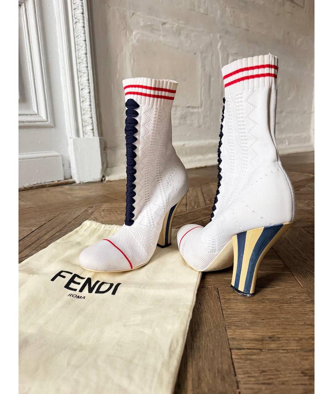 FENDI Белые текстильные ботильоны, фото 2
