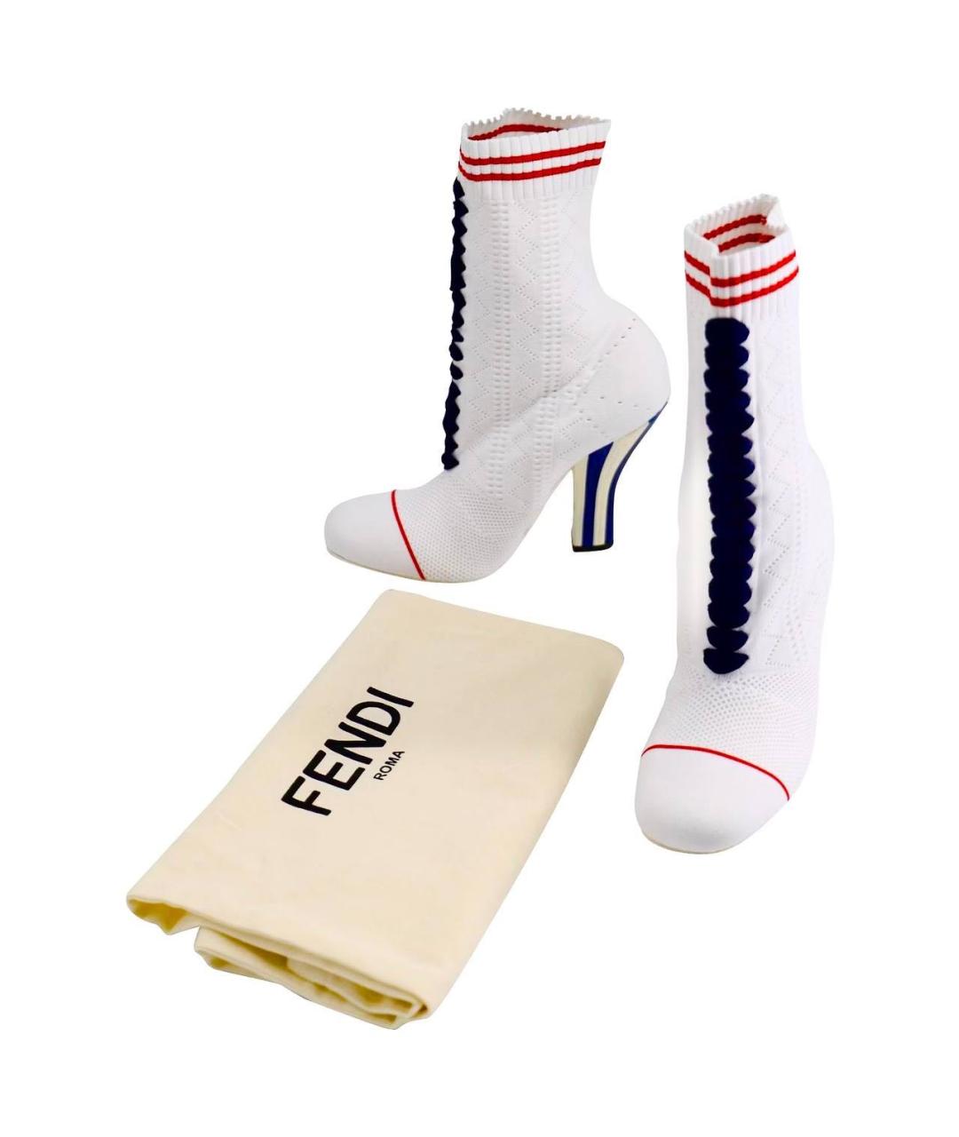 FENDI Белые текстильные ботильоны, фото 8