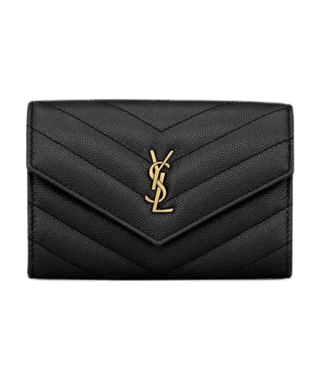 SAINT LAURENT Черный кожаный кошелек, фото 1