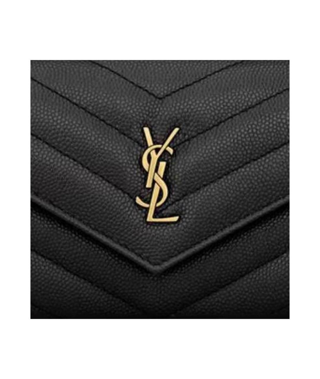 SAINT LAURENT Черный кожаный кошелек, фото 4
