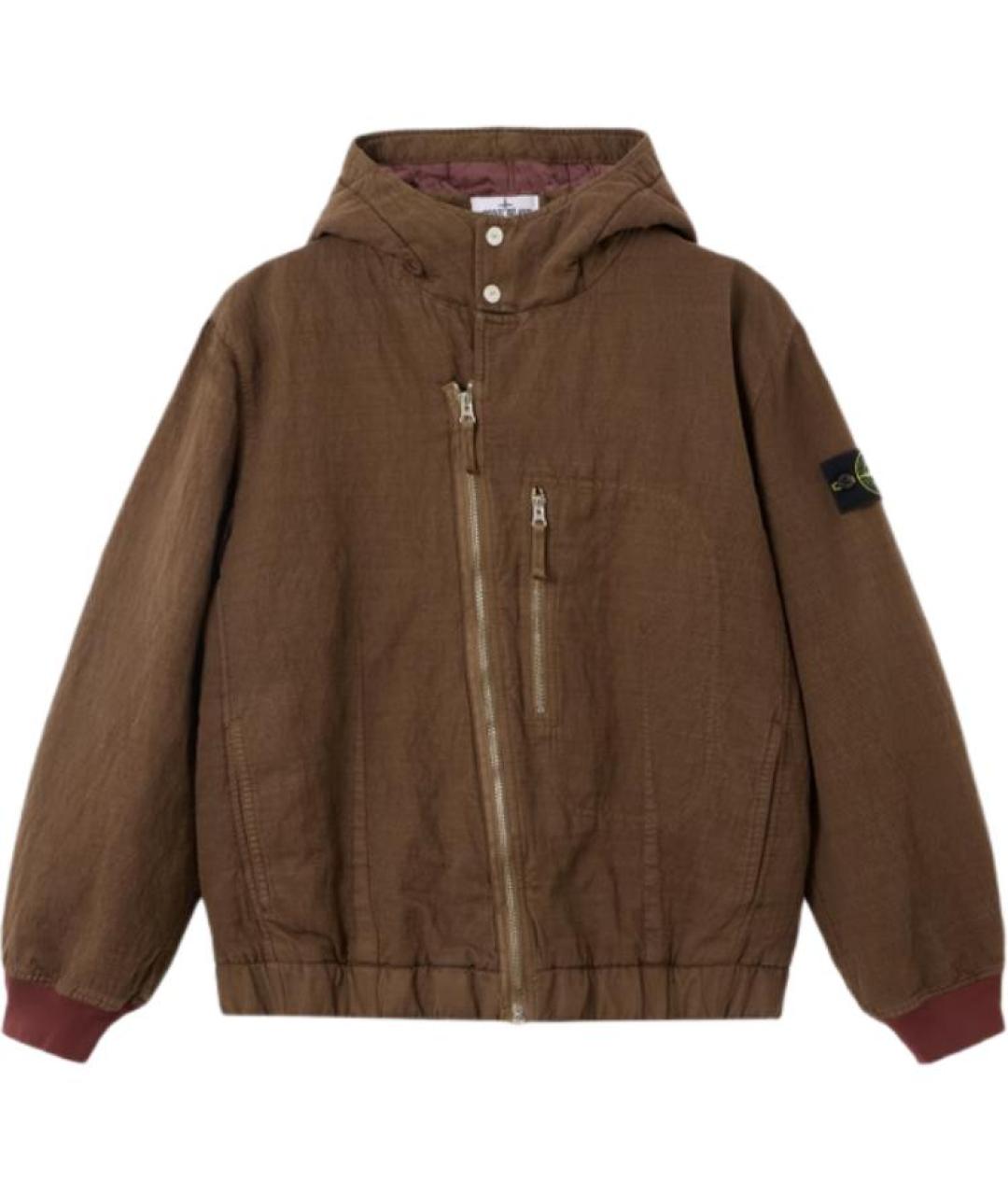 STONE ISLAND Коричневый пуховик, фото 1