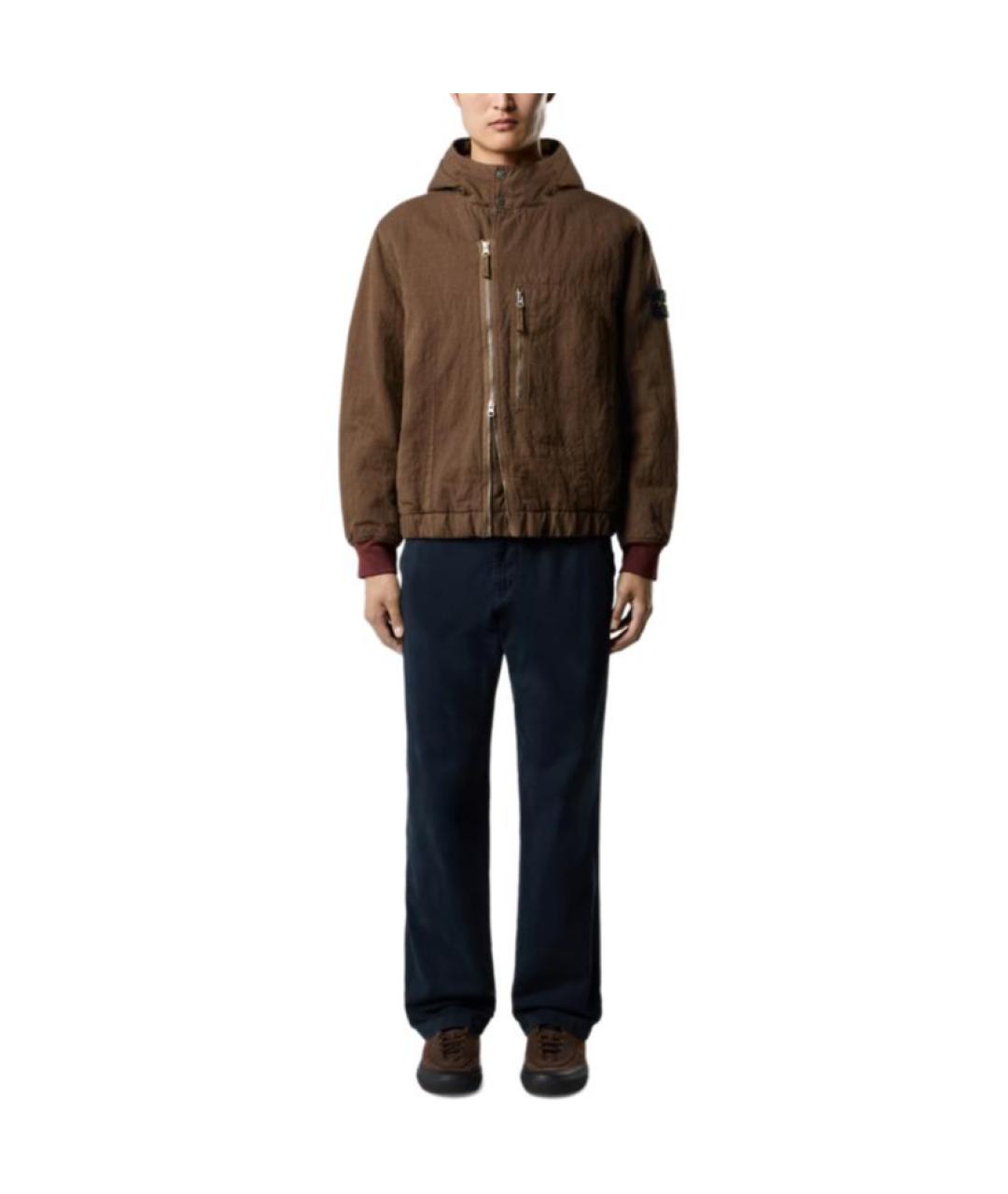 STONE ISLAND Коричневый пуховик, фото 3