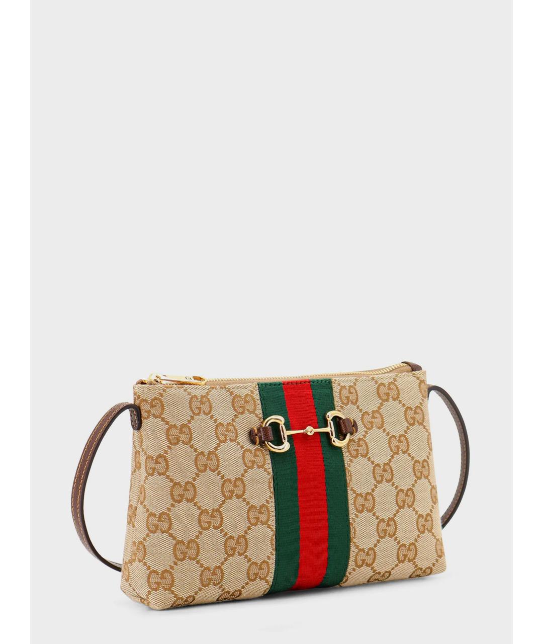 GUCCI Бежевая тканевая сумка через плечо, фото 2