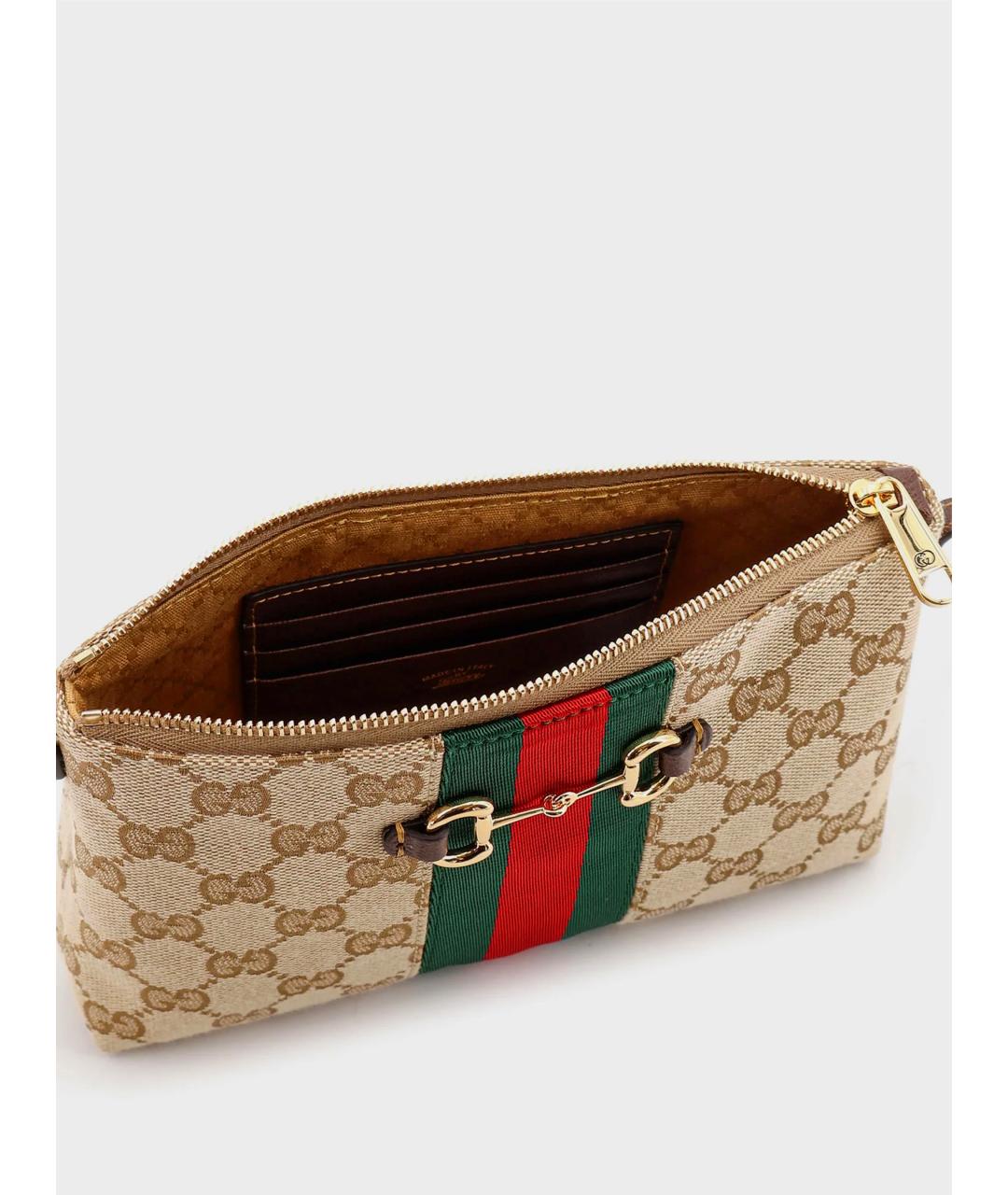 GUCCI Бежевая тканевая сумка через плечо, фото 4
