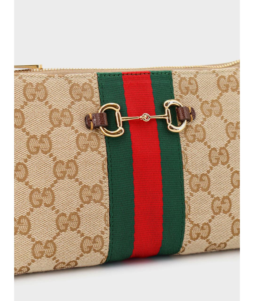 GUCCI Бежевая тканевая сумка через плечо, фото 5