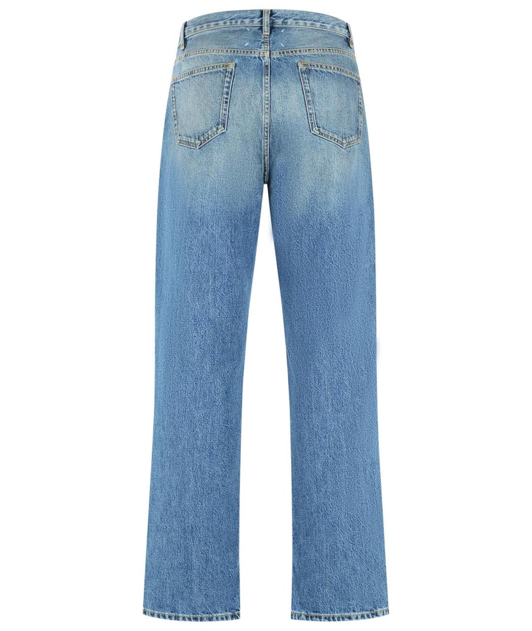 MAISON MARGIELA Голубые хлопковые прямые джинсы, фото 3