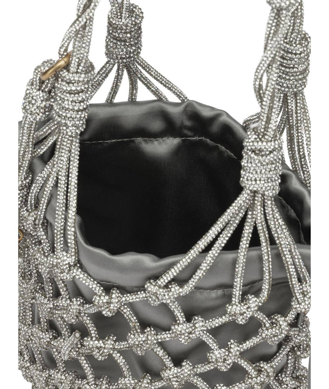 PINKO Серебряная синтетическая сумка с короткими ручками, фото 5