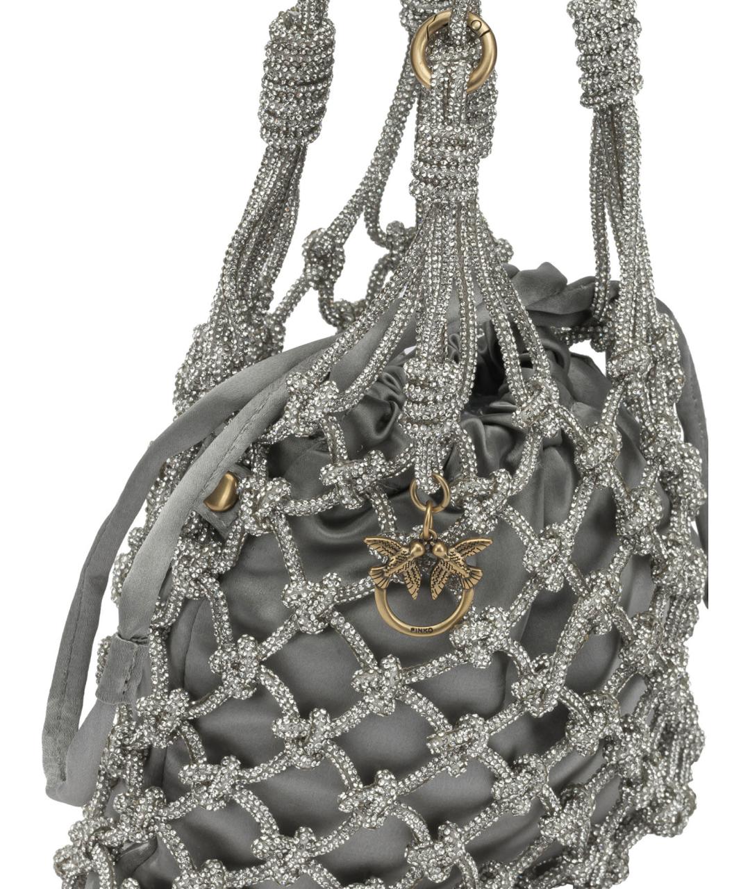 PINKO Серебряная синтетическая сумка с короткими ручками, фото 4