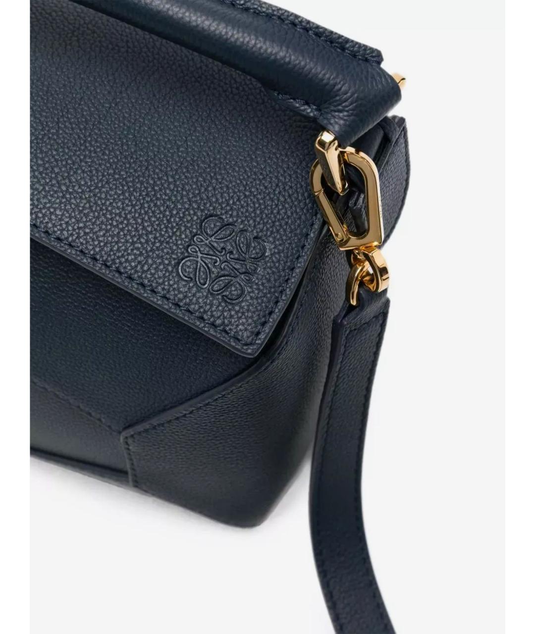 LOEWE Темно-синяя кожаная сумка через плечо, фото 4