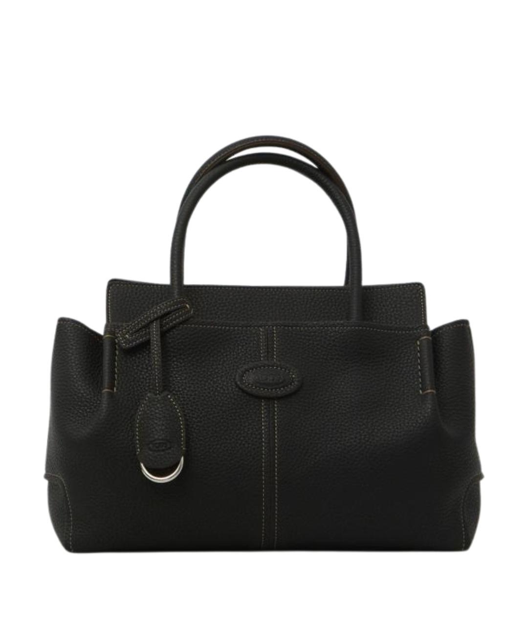 TOD'S Черная кожаная сумка тоут, фото 1
