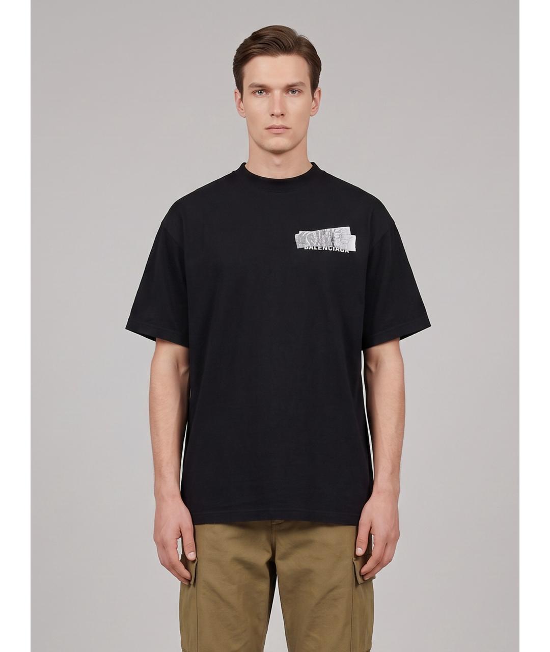 BALENCIAGA Черная хлопковая футболка, фото 1