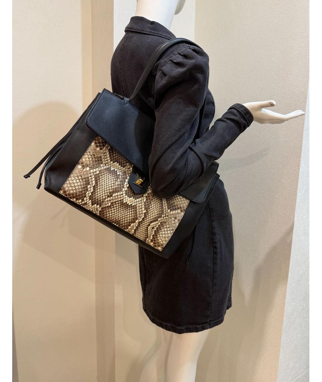 LOUIS VUITTON Черная сумка тоут из экзотической кожи, фото 5