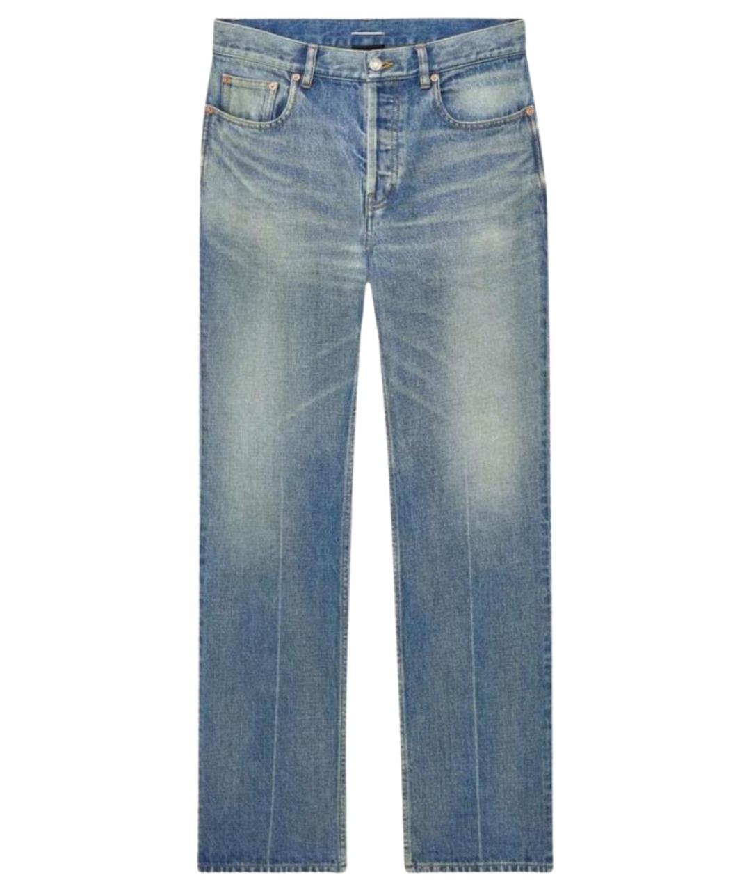 SAINT LAURENT Голубые хлопковые прямые джинсы, фото 1