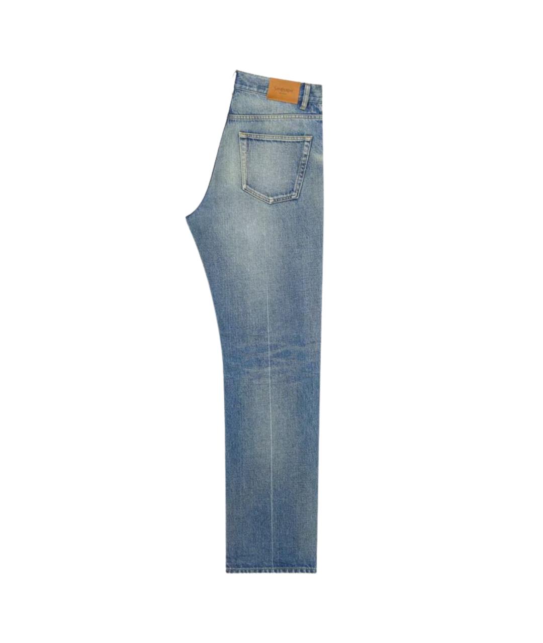 SAINT LAURENT Голубые хлопковые прямые джинсы, фото 2