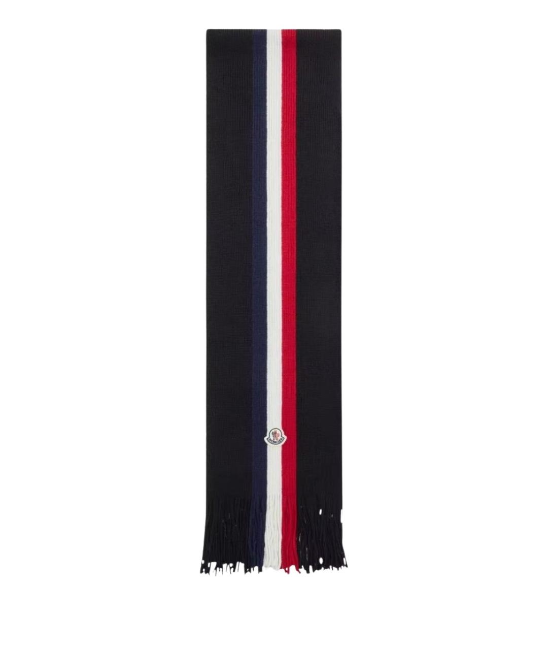 MONCLER Черный шерстяной шарф, фото 1