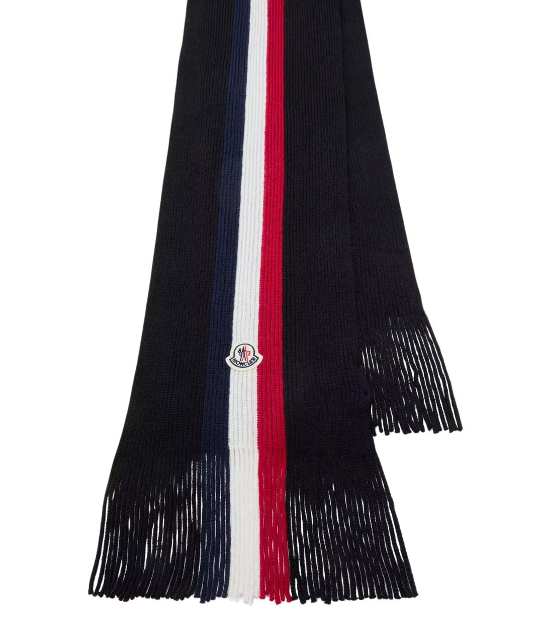 MONCLER Черный шерстяной шарф, фото 2