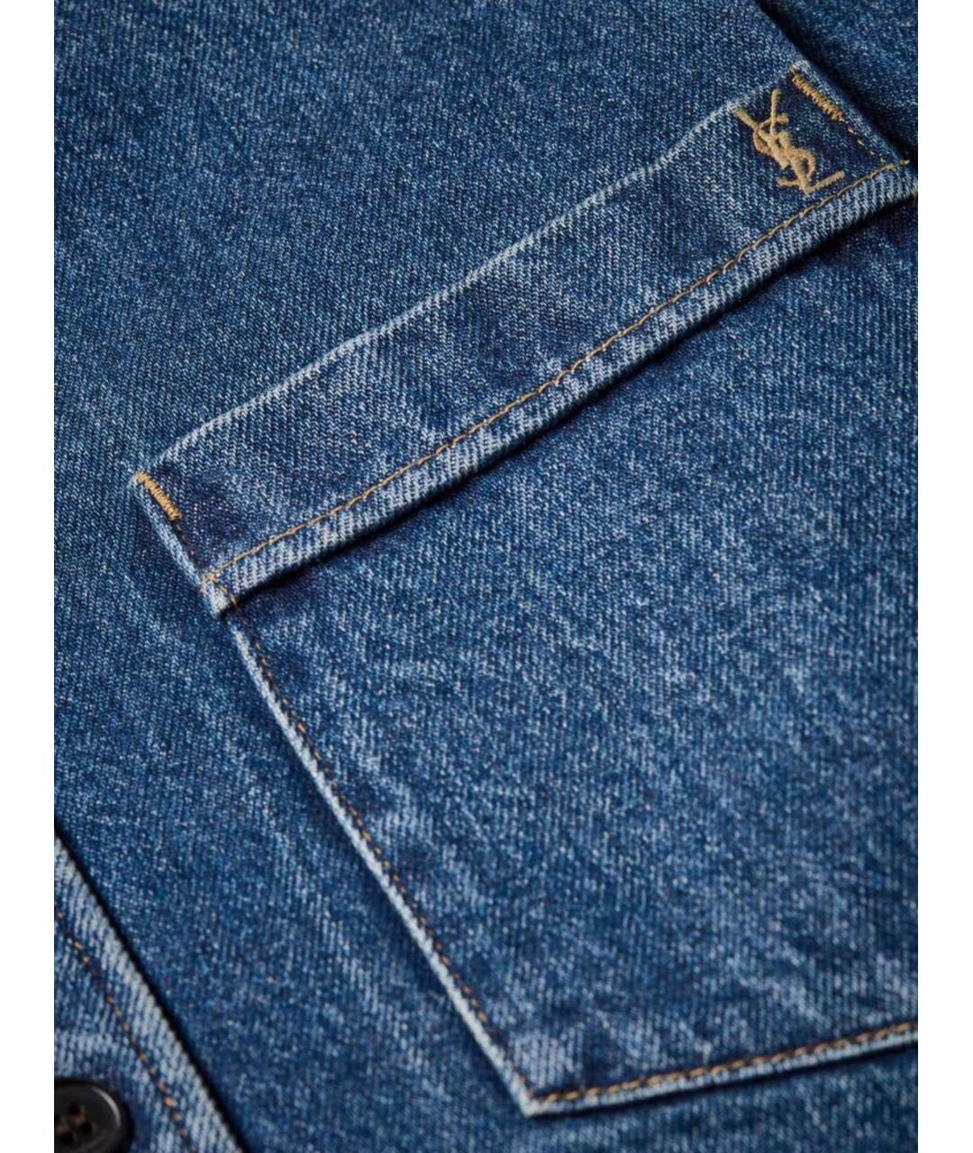 SAINT LAURENT Синяя хлопковая кэжуал рубашка, фото 3