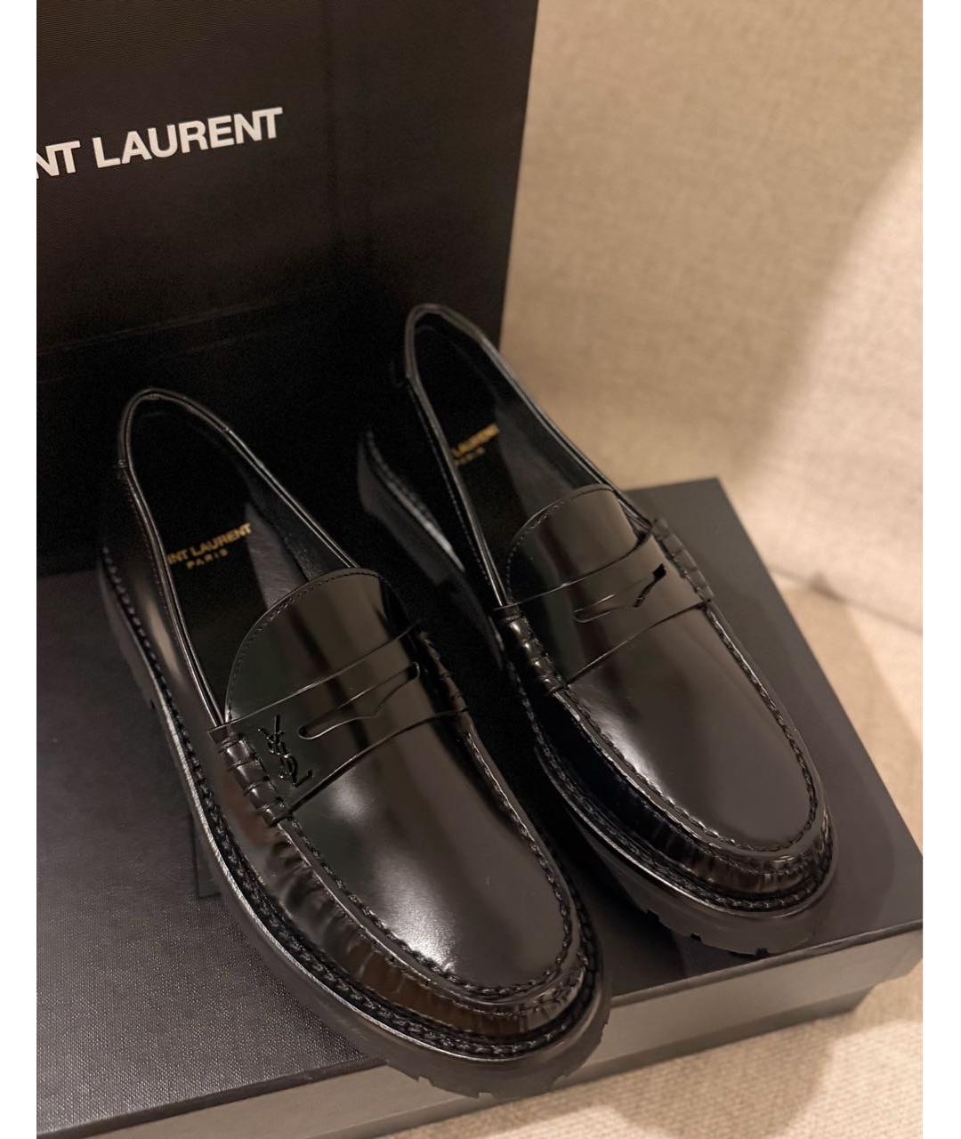 SAINT LAURENT Черные кожаные лоферы, фото 3