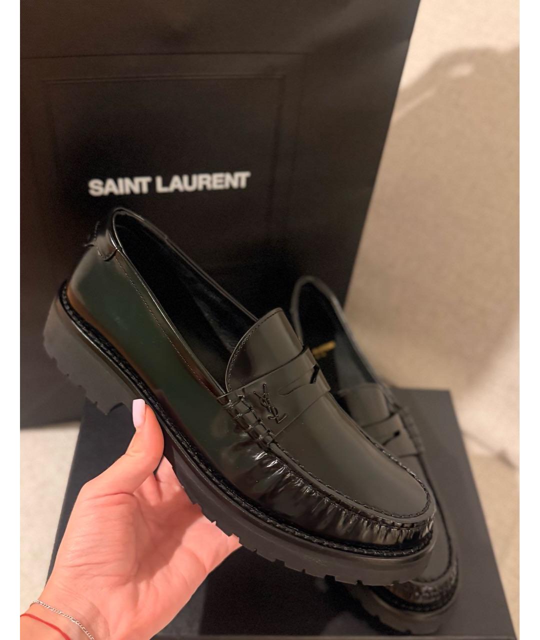 SAINT LAURENT Черные кожаные лоферы, фото 6