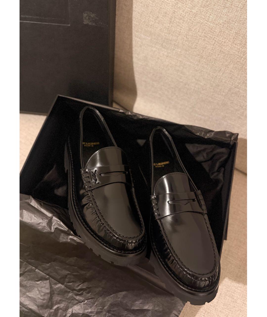 SAINT LAURENT Черные кожаные лоферы, фото 4