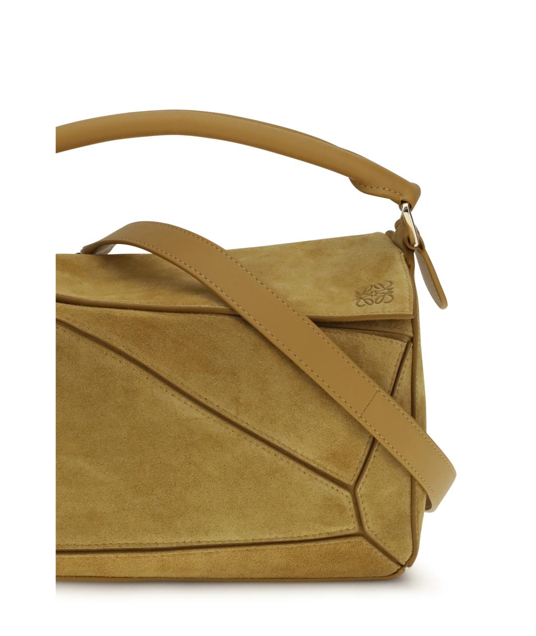 LOEWE Горчичная замшевая сумка через плечо, фото 4