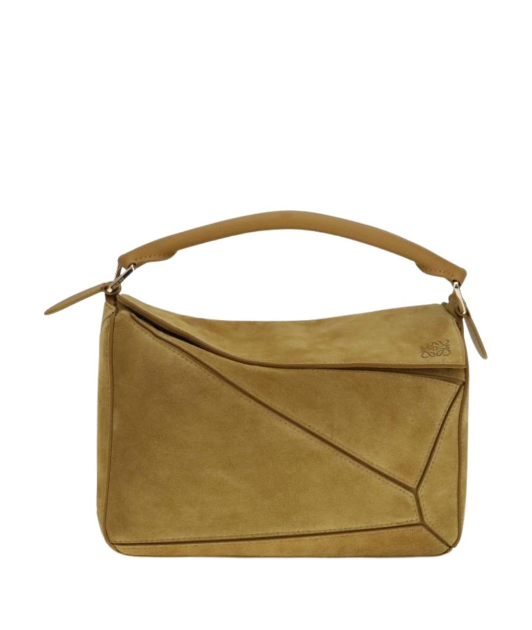 LOEWE Горчичная замшевая сумка через плечо, фото 1