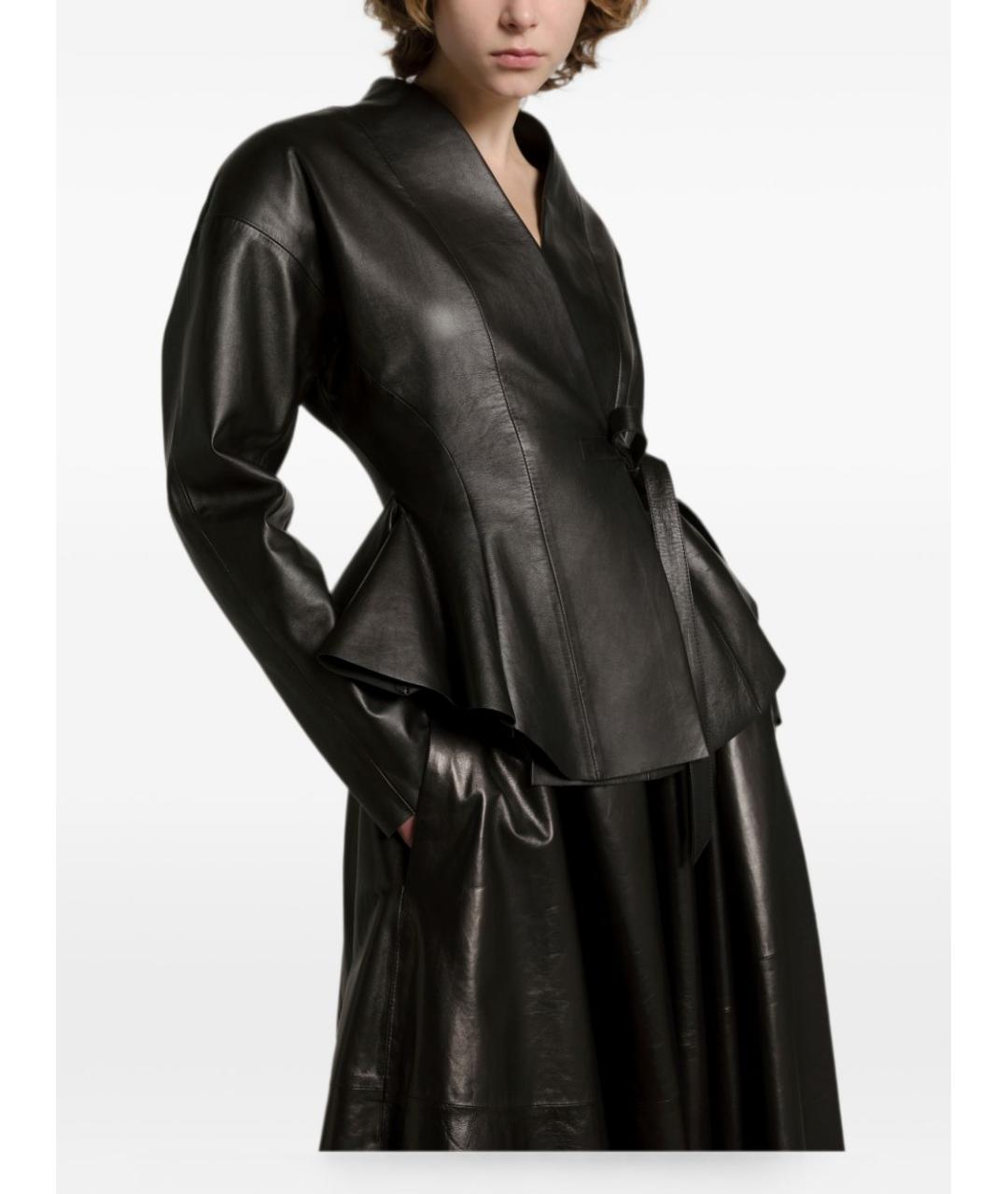 ALBERTA FERRETTI Коричневая кожаная юбка миди, фото 2