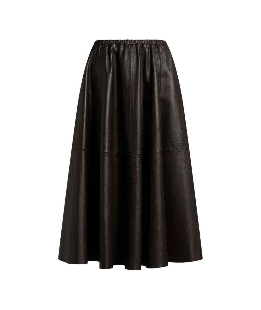 ALBERTA FERRETTI Коричневая кожаная юбка миди, фото 1