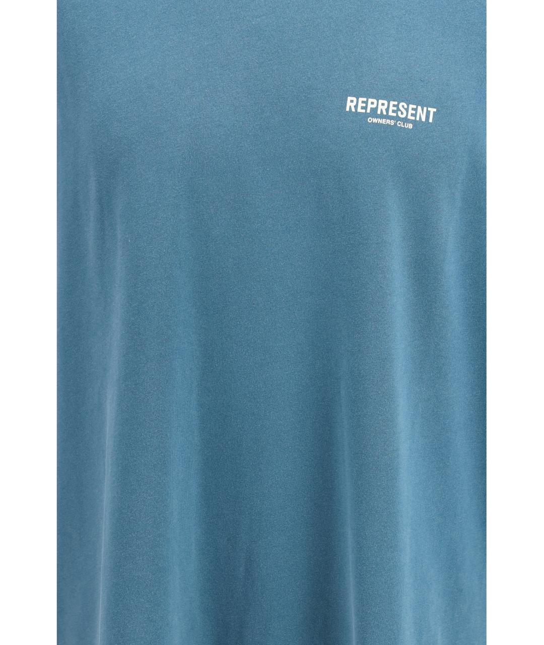REPRESENT Синяя хлопковая футболка, фото 3