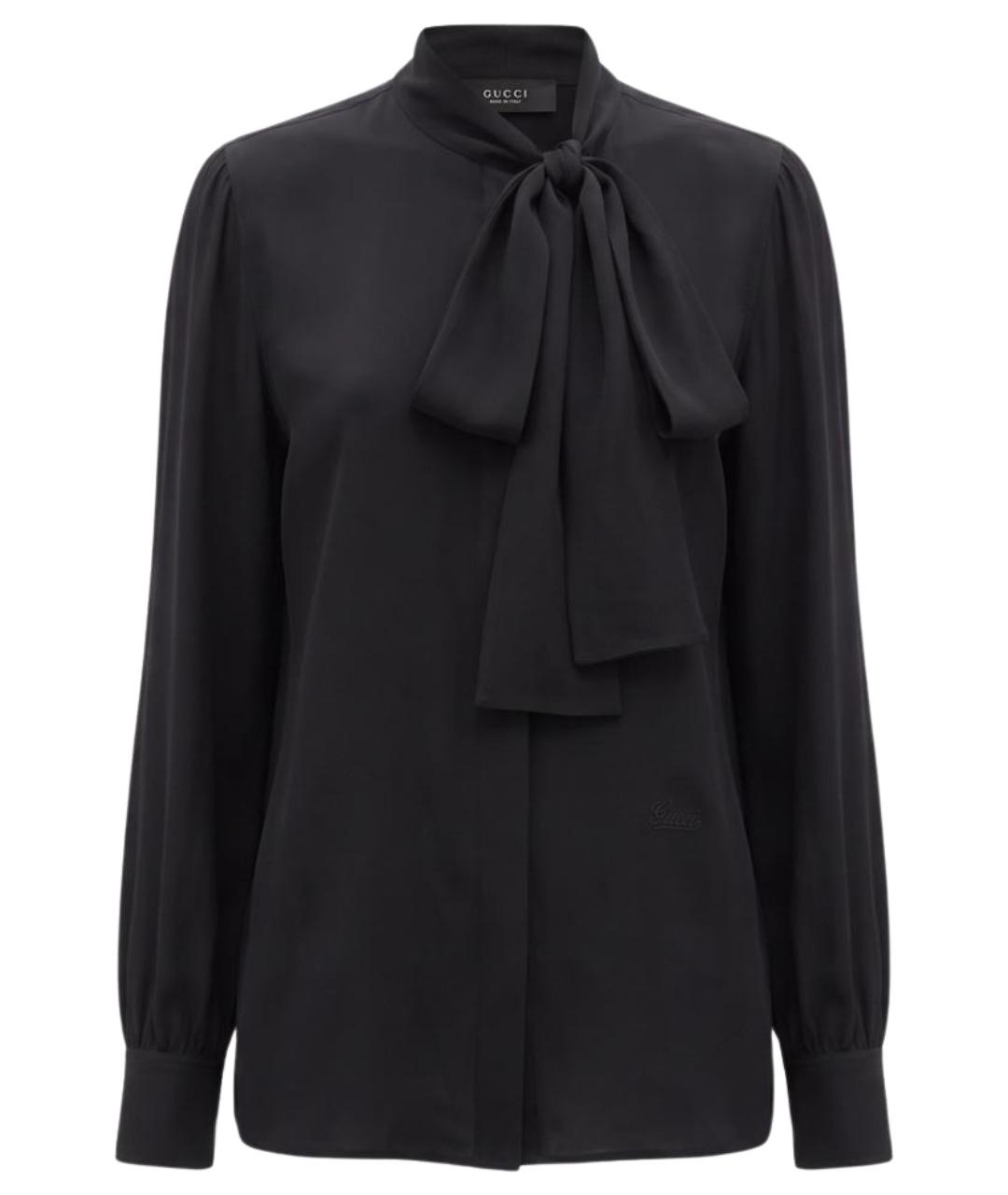 GUCCI Черная шелковая блузы, фото 1