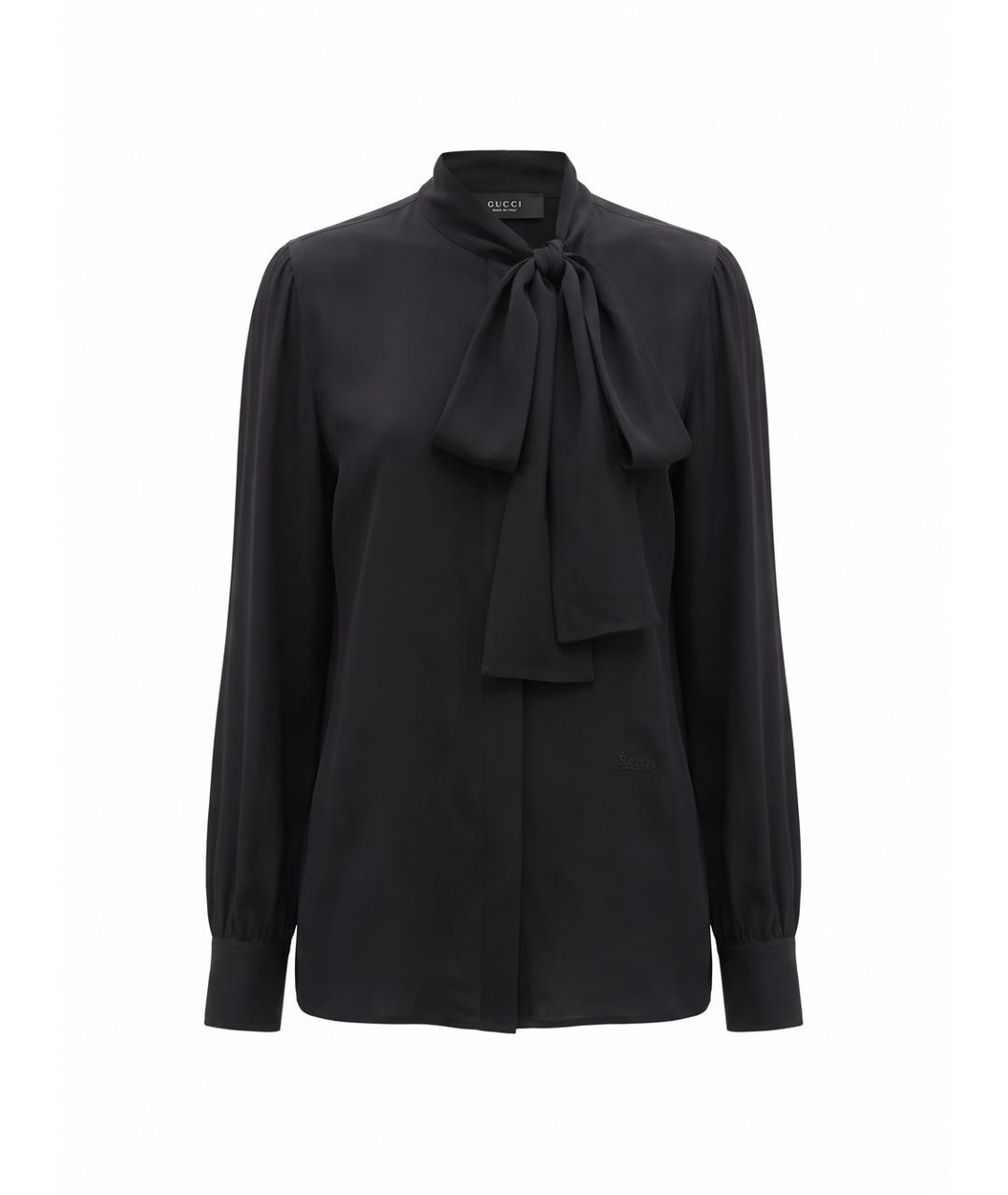 GUCCI Черная шелковая блузы, фото 3