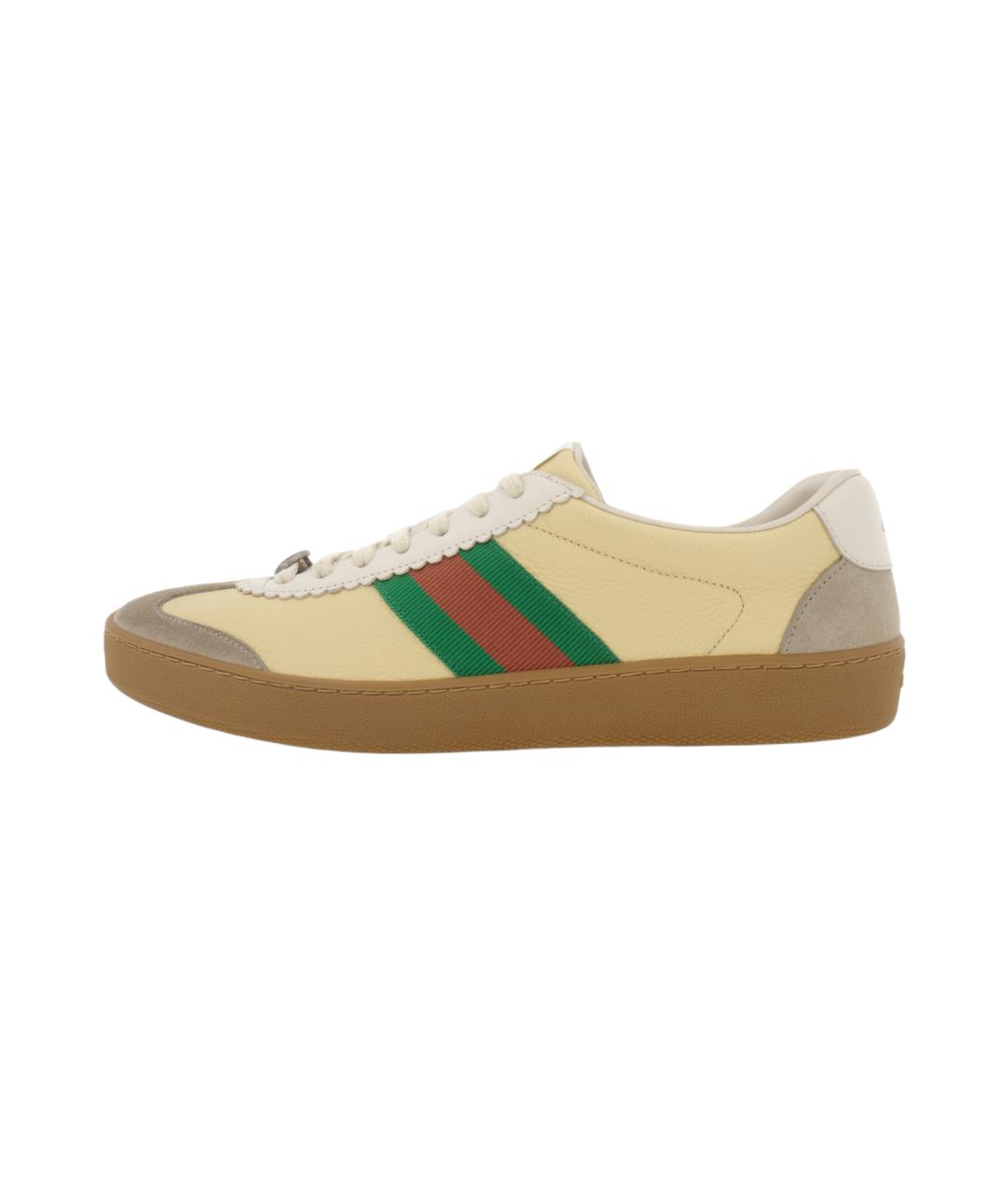 GUCCI Бежевые кожаные кеды, фото 6