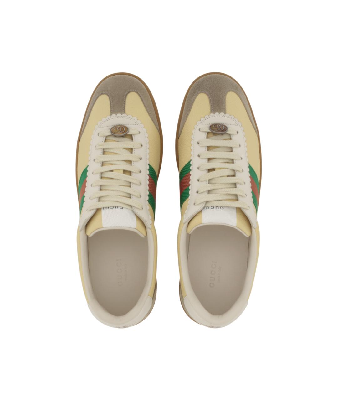 GUCCI Бежевые кожаные кеды, фото 4