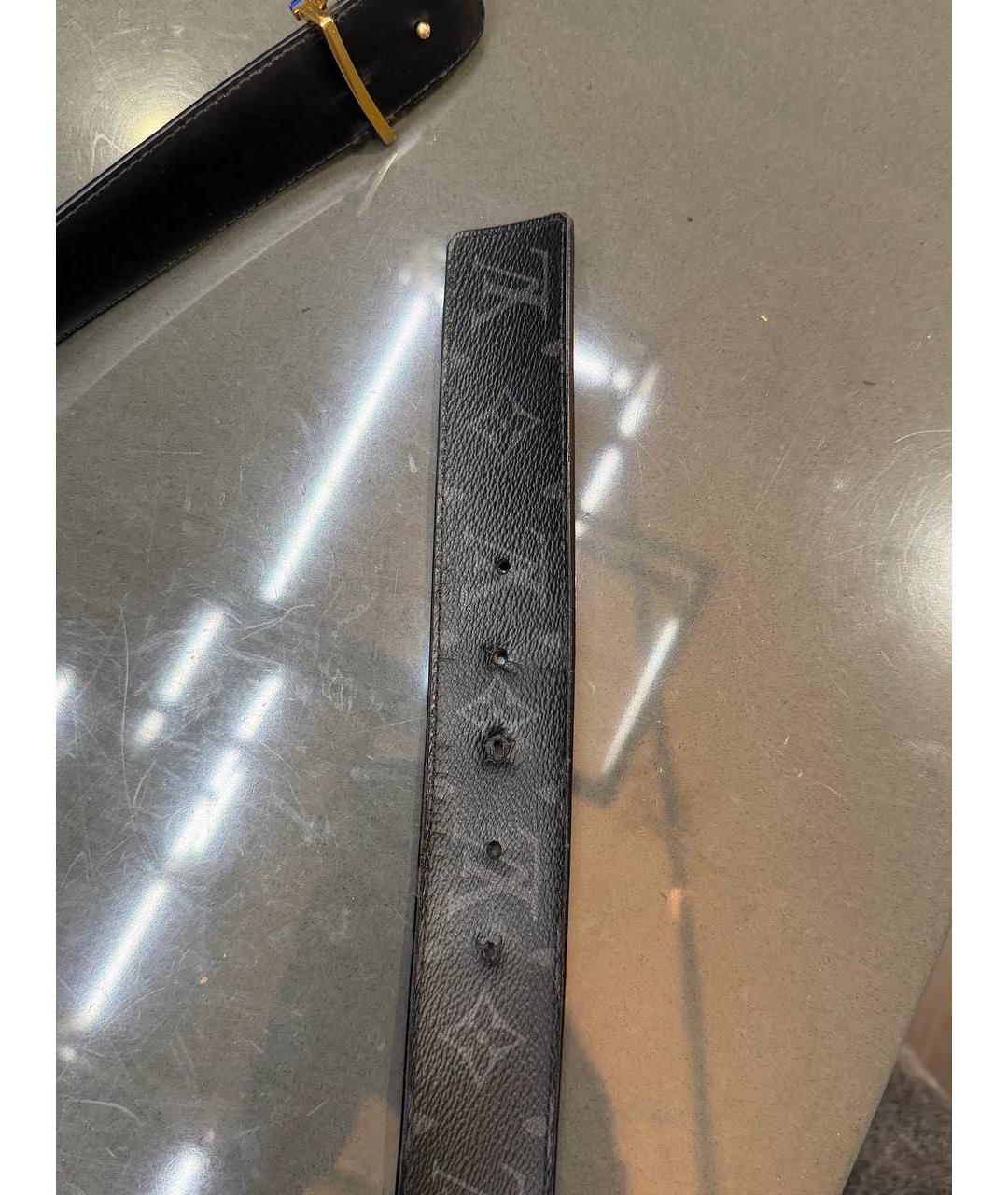 LOUIS VUITTON Черный кожаный ремень, фото 3