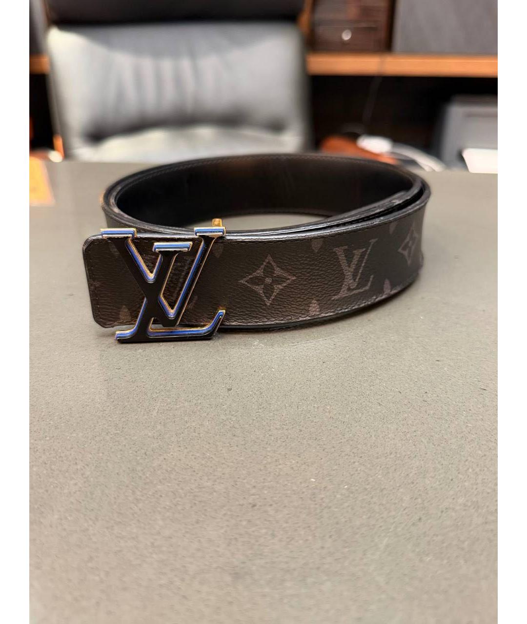LOUIS VUITTON Черный кожаный ремень, фото 6