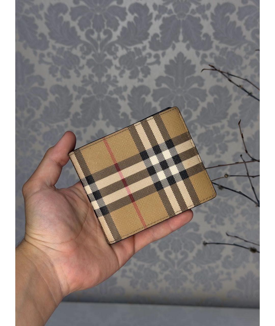 BURBERRY Бежевый кожаный кошелек, фото 4