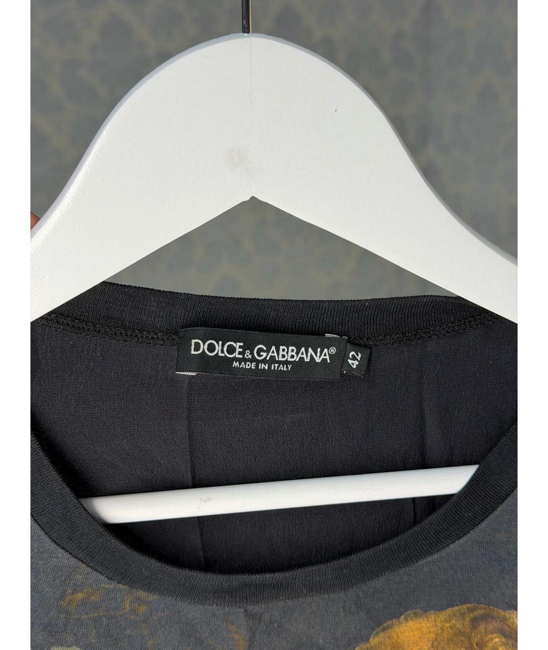 DOLCE&GABBANA Черная шелковая футболка, фото 4