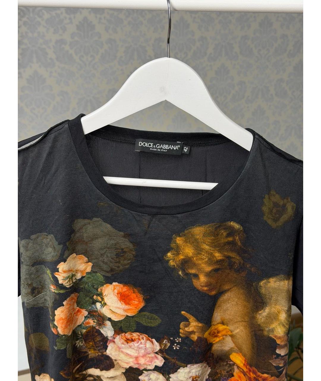 DOLCE&GABBANA Черная шелковая футболка, фото 3