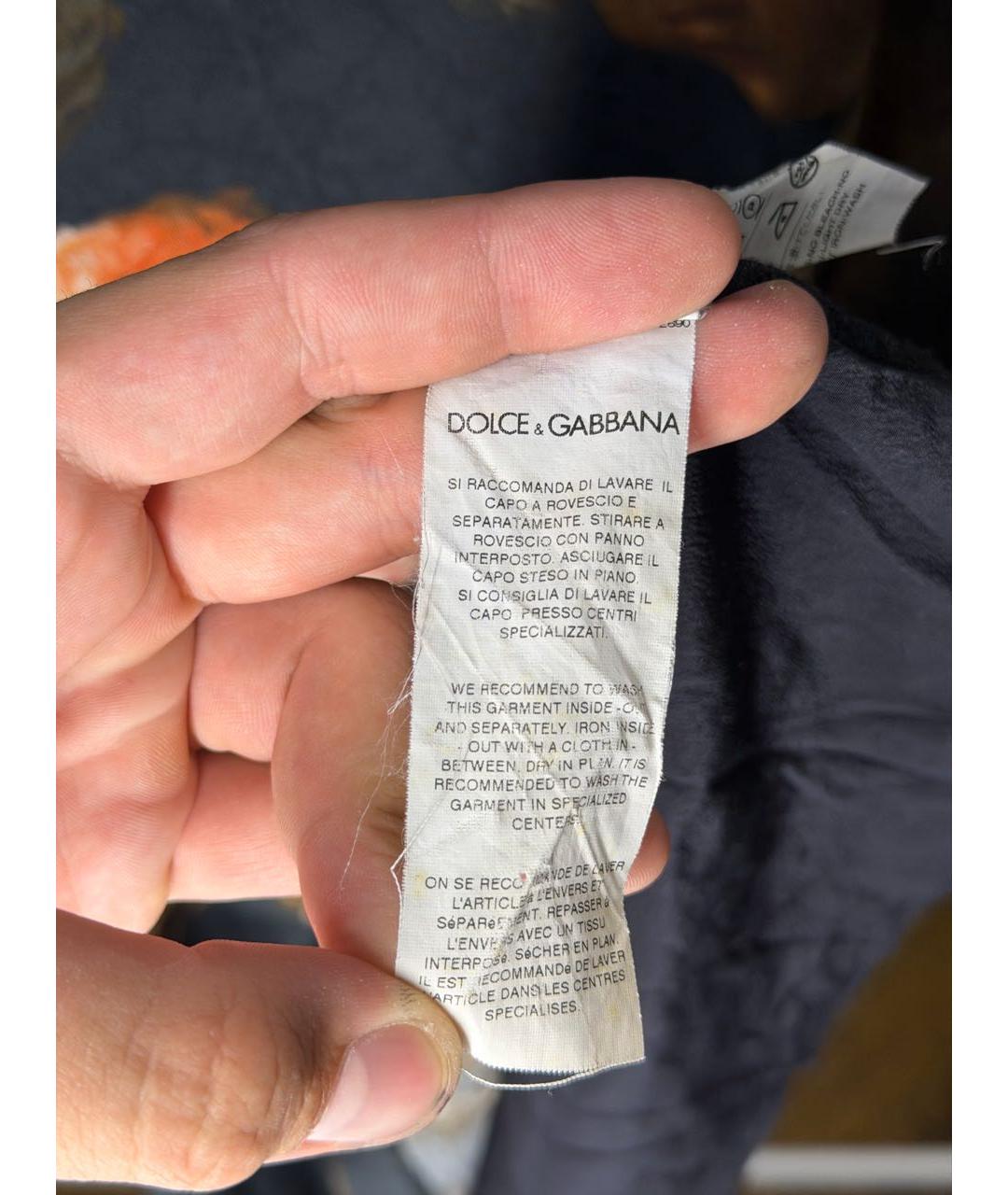 DOLCE&GABBANA Черная шелковая футболка, фото 7