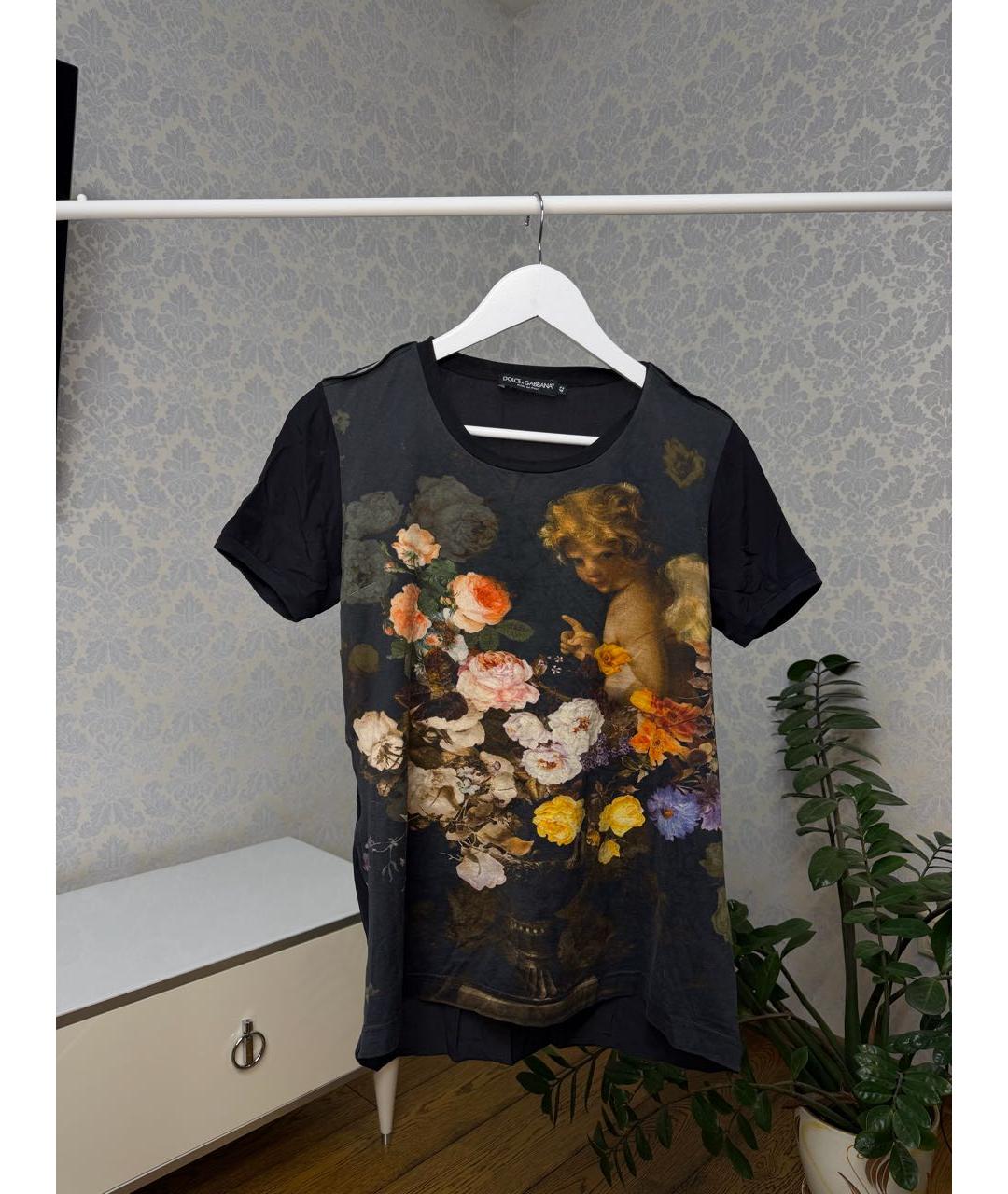 DOLCE&GABBANA Черная шелковая футболка, фото 8