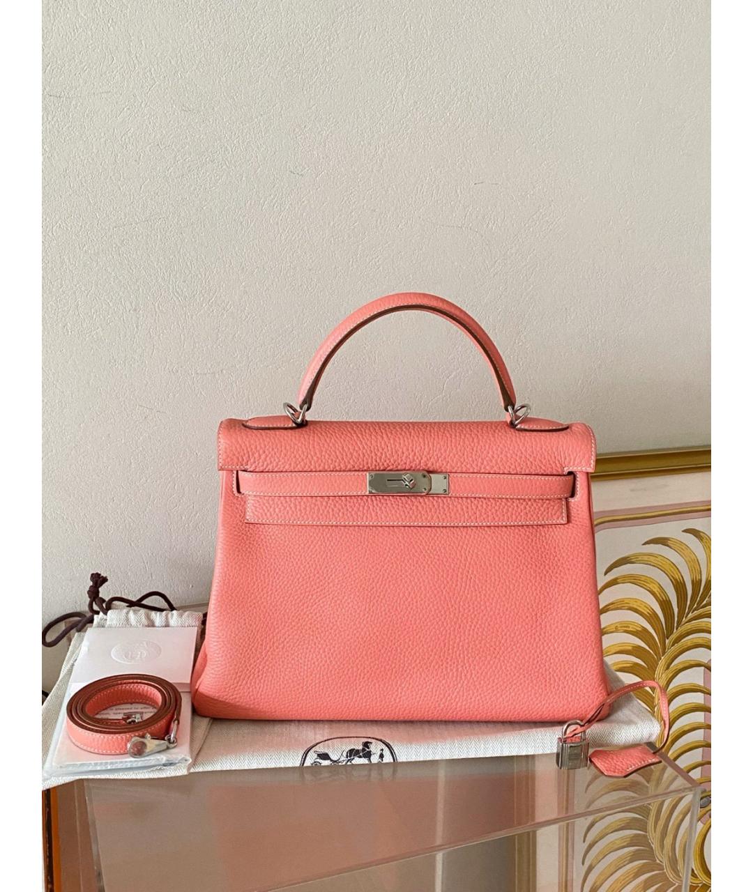 HERMES Розовая кожаная сумка тоут, фото 3