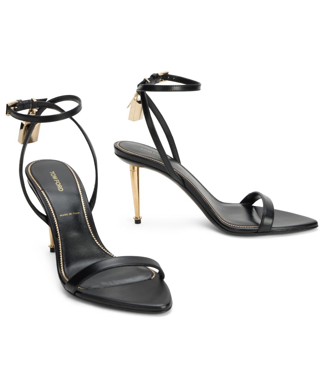TOM FORD Черные кожаные босоножки, фото 3