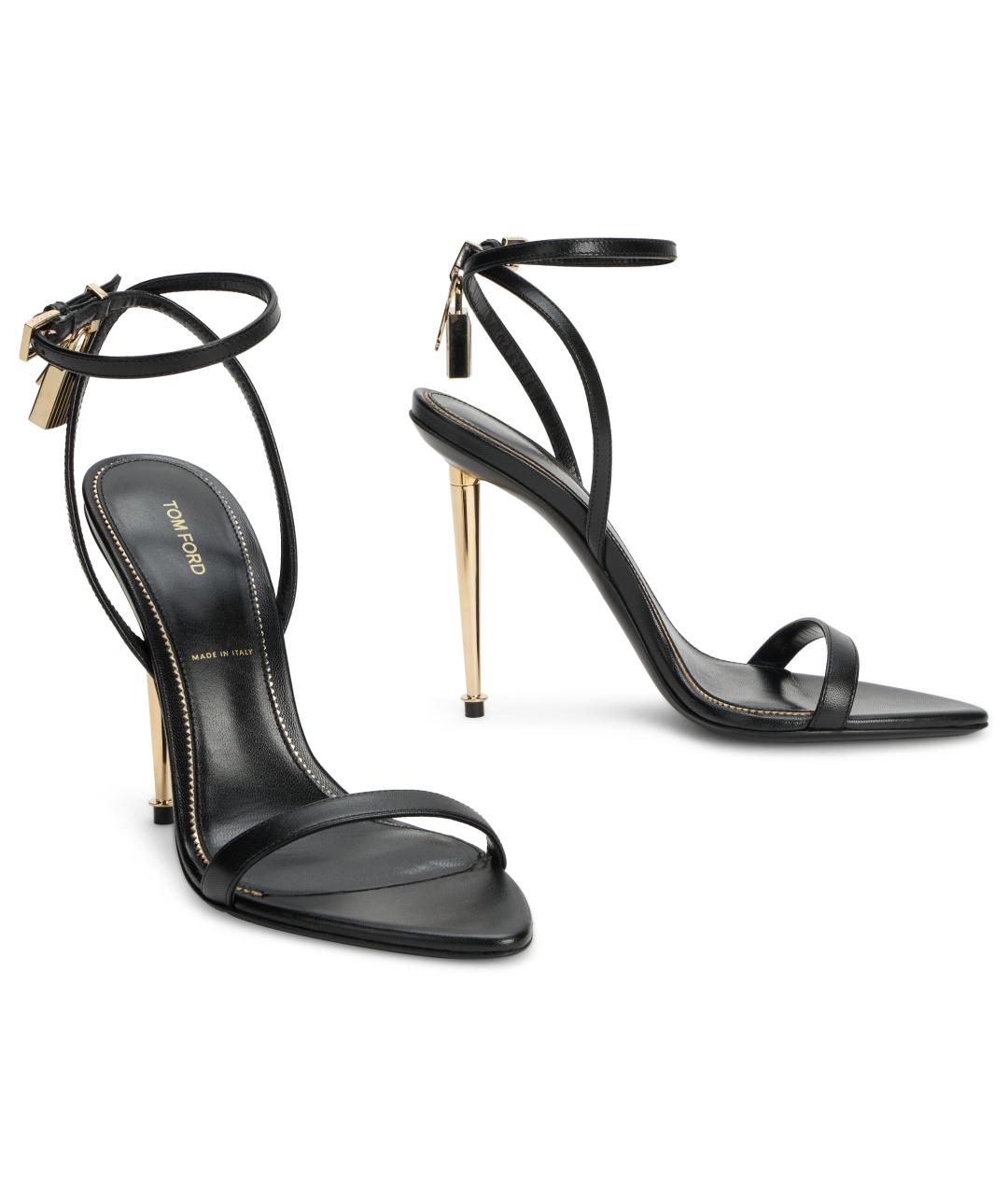 TOM FORD Черные кожаные босоножки, фото 3