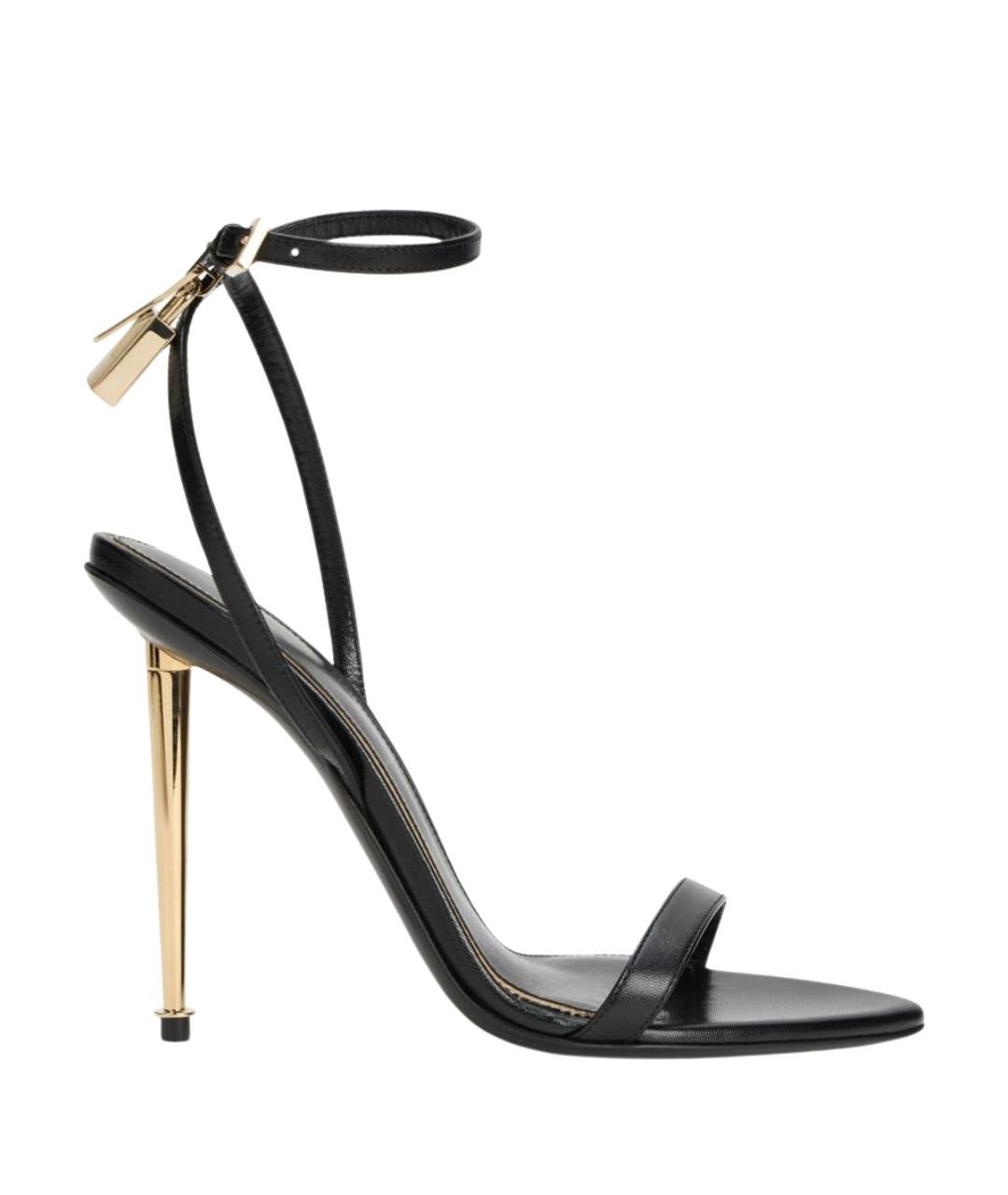 TOM FORD Черные кожаные босоножки, фото 1