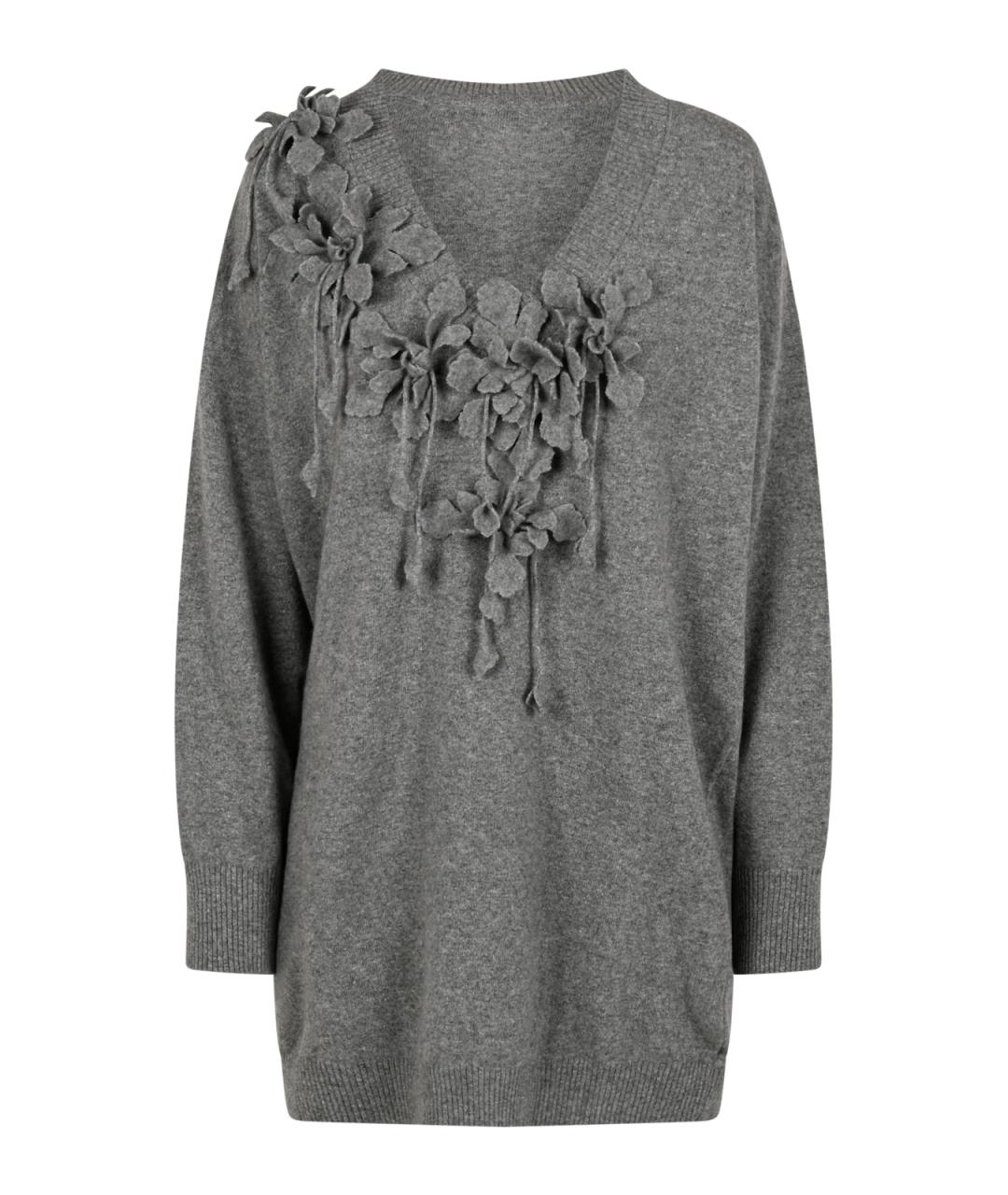 ALBERTA FERRETTI Серое шерстяное повседневное платье, фото 1