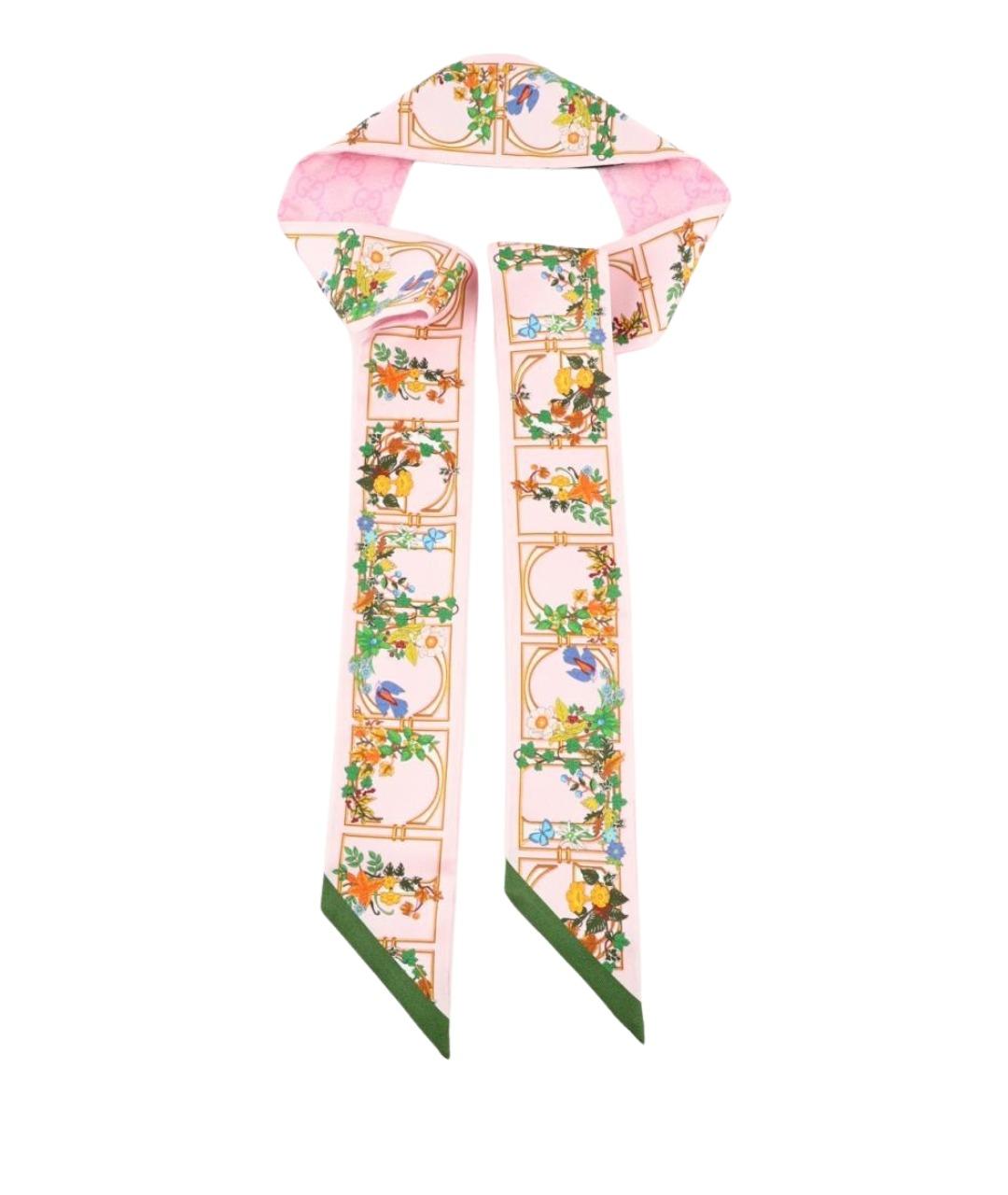 GUCCI Розовый шелковый шарф, фото 1