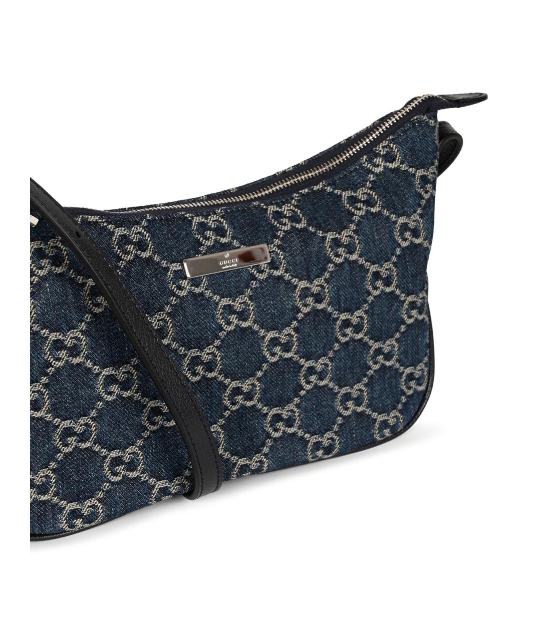 GUCCI Синяя сумка через плечо из канвы, фото 3