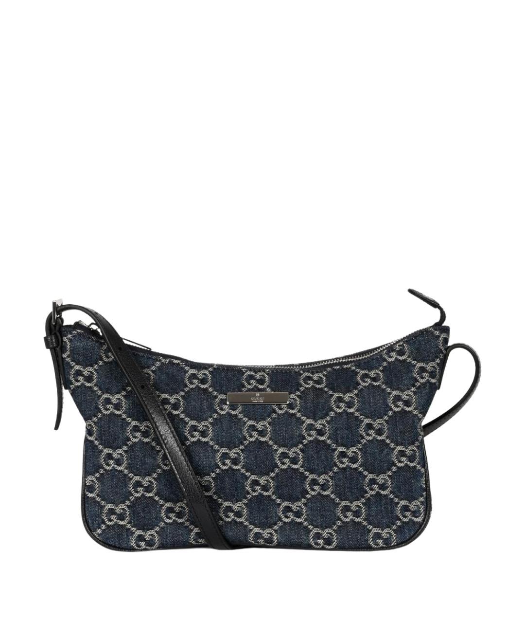 GUCCI Синяя сумка через плечо из канвы, фото 1